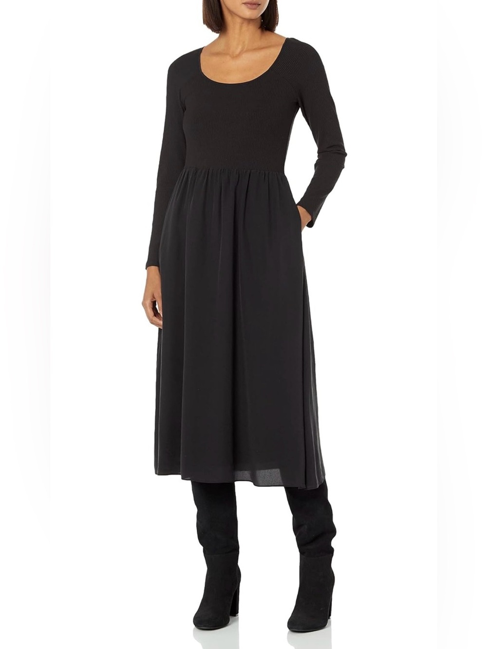 Joie Black Racine Silk Square Neck Maxi Dress